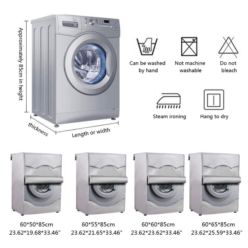 Kryt na práčku z polyesterových vlákien, vodotesný, kryt na sušičku bielizne s predným plnením, opaľovací krém, strieborný povlak, prachotesný kryt