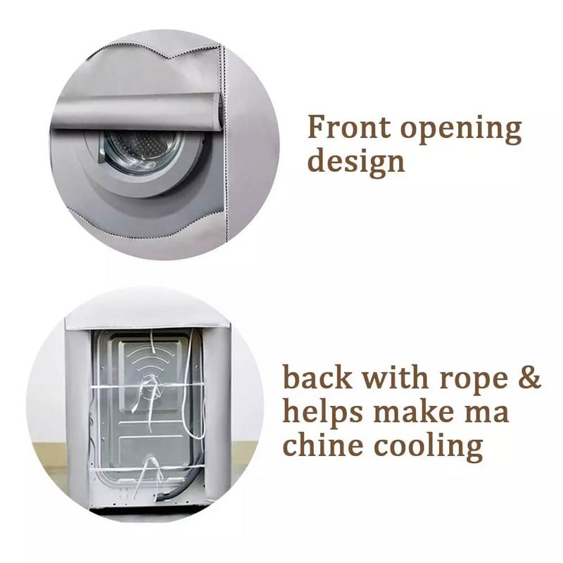 Sivý kryt na sušičku bielizne, kryt na práčku, polyesterové vlákno, opaľovací krém, strieborný povlak, vodeodolný kryt