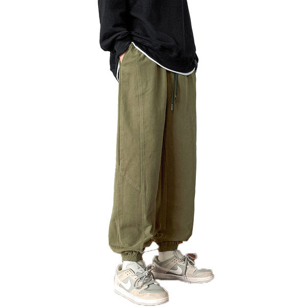 Pantaloni sport pentru bărbați cu logo și elastic pe picioare