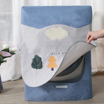 1 PC Βαμβακερό και λινό αδιάβροχο κάλυμμα για πλυντήριο ρούχων Αντιηλιακό πλυντήριο σκόνης Home Cartoon Drum Protective Cover