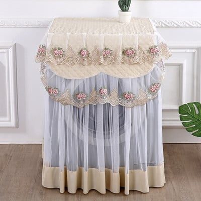 Husă romantică din dantelă pentru mașină de spălat, broderie rezistentă la praf, decorațiuni florale, huse pentru mașină de spălat, 60*60*85cm