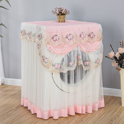 Husă romantică din dantelă pentru mașină de spălat, broderie rezistentă la praf, decorațiuni florale, huse pentru mașină de spălat, 60*60*85cm