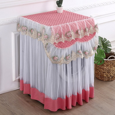 Husă romantică din dantelă pentru mașină de spălat, broderie rezistentă la praf, decorațiuni florale, huse pentru mașină de spălat, 60*60*85cm