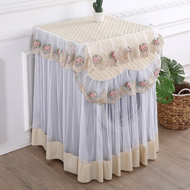Husă romantică din dantelă pentru mașină de spălat, broderie rezistentă la praf, decorațiuni florale, huse pentru mașină de spălat, 60*60*85cm