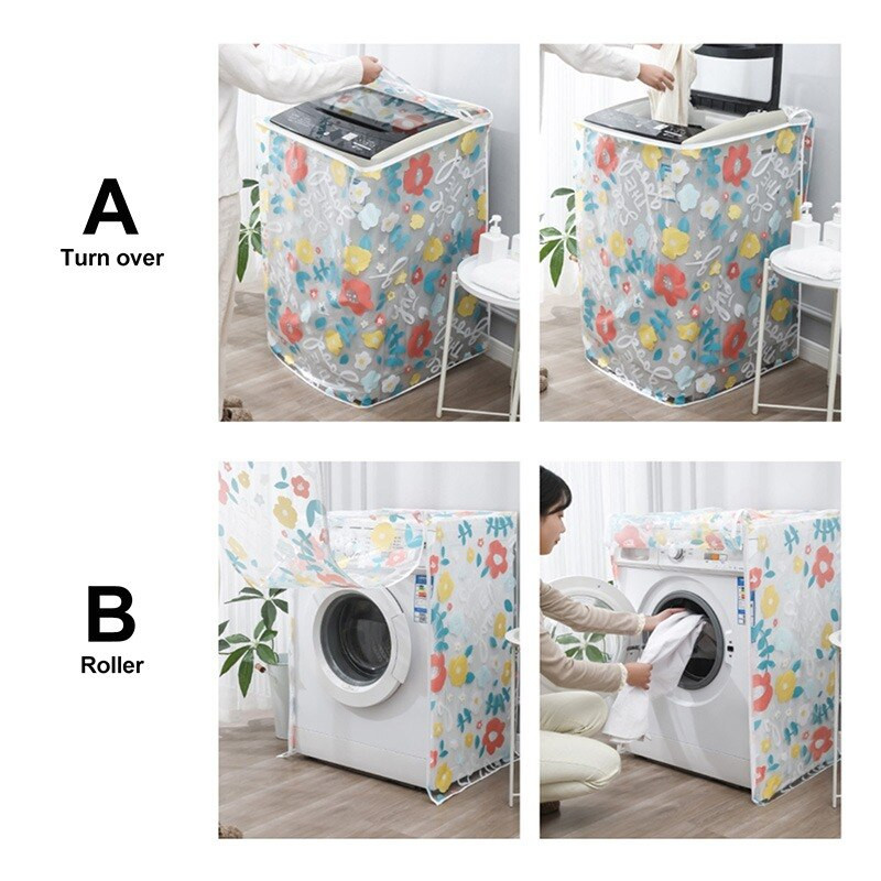 Kryt na práčku PEVA s valčekovým vrchným krytom a ochranou proti prachu, vodotesný kryt, kryt na práčku s predným plnením, domáce potreby