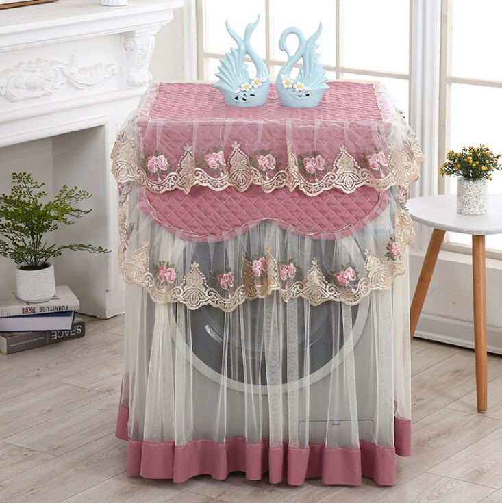 Capac pentru mașină de spălat din dantelă Capac anti-praf turbo tambur nou husă de protecție pentru mașină de spălat husă de protecție solară Decor pentru bunuri de uz casnic