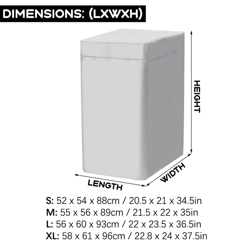 Pulsator Vodotesný kryt na práčku, zahusťovacia bielizeň, polyesterový opaľovací krém, strieborný povlak, vrchné vkladanie, anti-UV prachotesné puzdro