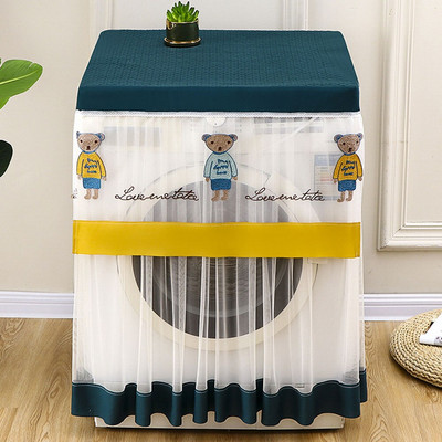 Organizér na úložný priestor do práčky s kresleným vzorom, kryt na prach, veko práčky, vodotesný ochranný kryt na kabát