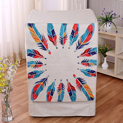 Prachotesný kryt na práčku z bavlny a ľanu s úložným vreckom a chladničkou, príslušenstvo