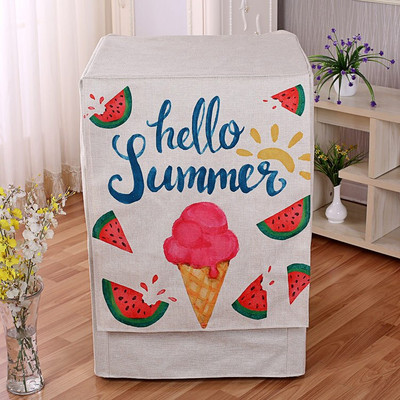 Prachotesný kryt na práčku z bavlny a ľanu s úložným vreckom a chladničkou, príslušenstvo