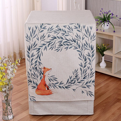 Prachotesný kryt na práčku z bavlny a ľanu s úložným vreckom a chladničkou, príslušenstvo