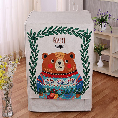 Prachotesný kryt na práčku z bavlny a ľanu s úložným vreckom a chladničkou, príslušenstvo