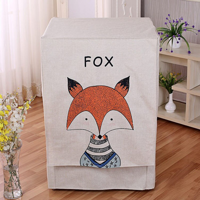 Prachotesný kryt na práčku z bavlny a ľanu s úložným vreckom a chladničkou, príslušenstvo