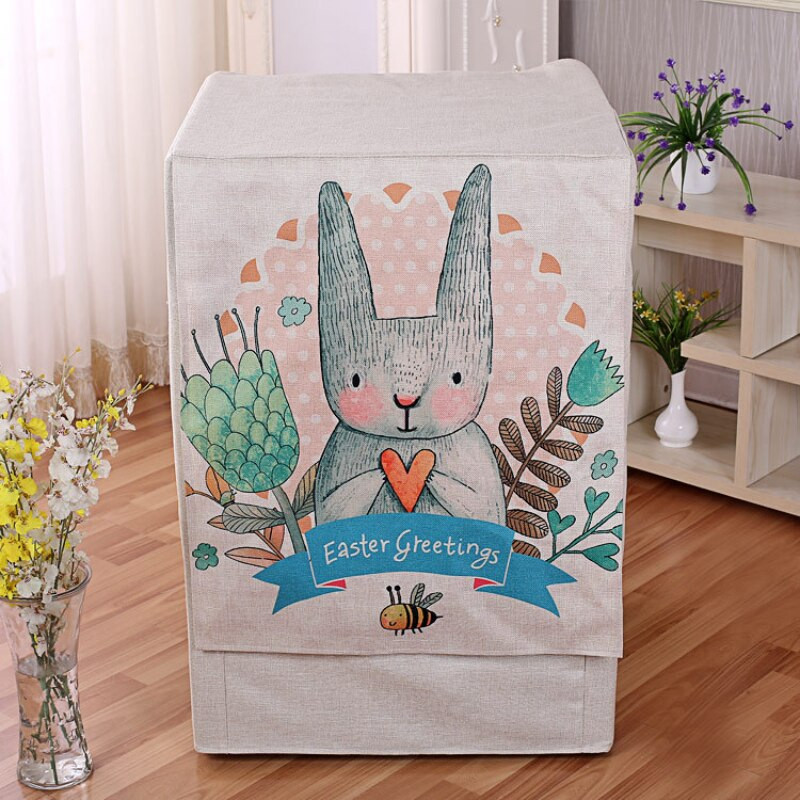 Prachotesný kryt na práčku z bavlny a ľanu s úložným vreckom a chladničkou, príslušenstvo