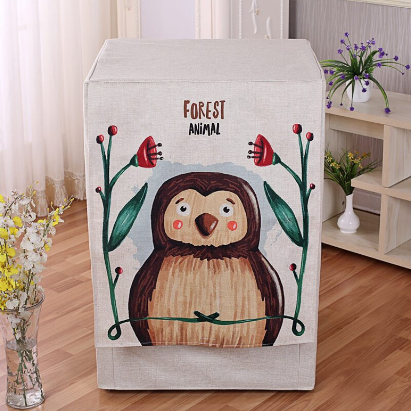 Prachotesný kryt na práčku z bavlny a ľanu s úložným vreckom a chladničkou, príslušenstvo