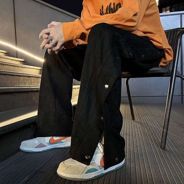 Pantaloni largi pentru bărbați cu nasturi - trei culori