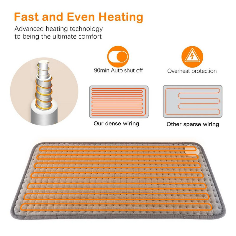 Elektrická vyhrievacia podložka s automatickým vypnutím, 10 teplotných úrovní, super mäkká vyhrievaná deka na chrbát, ramená, krk, brucho