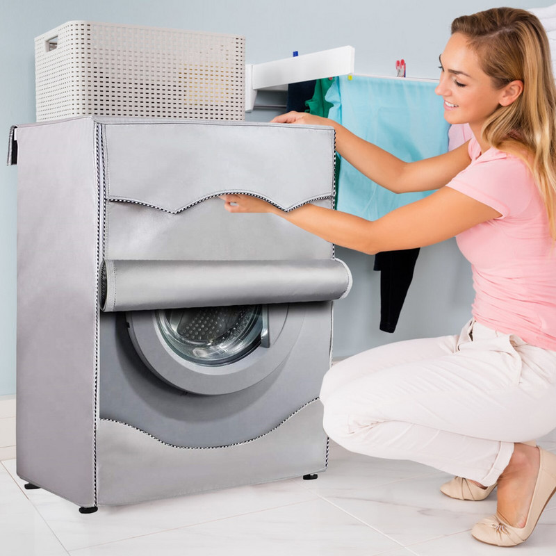 Skalbimo mašinos dangtis Apsaugos nuo saulės skalbimo mašinos dangtis, atsparus vandeniui 420D Oxford audinys tinka daugumai iš viršaus arba iš priekio pakraunamų skalbimo mašinų / džiovintuvų