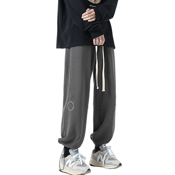 Pantaloni de bărbați sport cu inscripții și șireturi