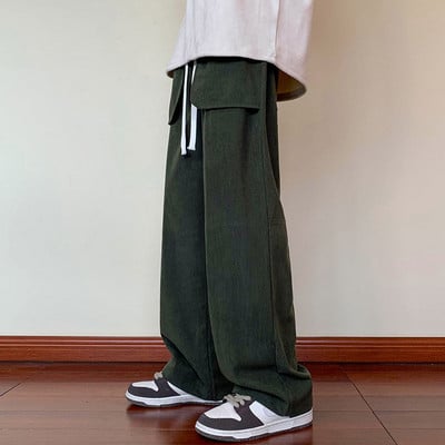 Pánske ležérne nohavice s vreckami - čierno-zelená farba