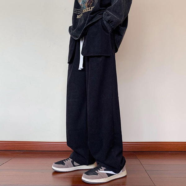 Pánske ležérne nohavice s vreckami - čierno-zelená farba