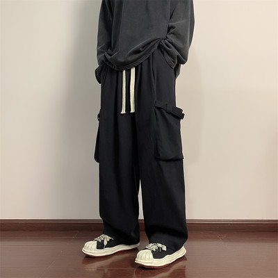 Pantaloni barbatesti cu sireturi si buzunare laterale - model larg