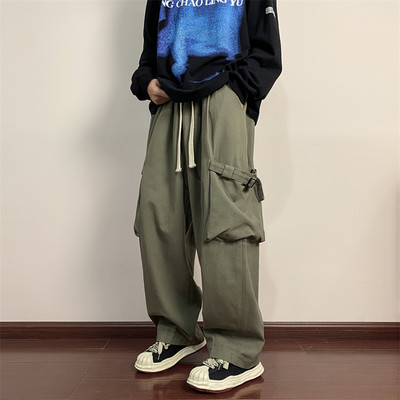 Pantaloni barbatesti cu sireturi si buzunare laterale - model larg