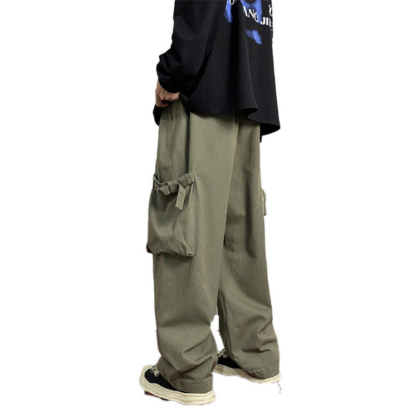 Pantaloni barbatesti cu sireturi si buzunare laterale - model larg