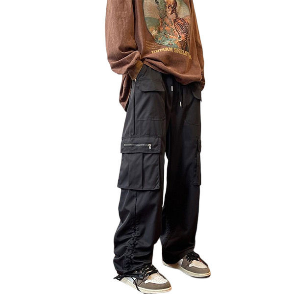 Φαρδύ ανδρικό παντελόνι σε ίσια γράμμη με  τσέπη