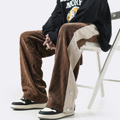 Pantaloni casual pentru bărbați, cu tiv și nasturi