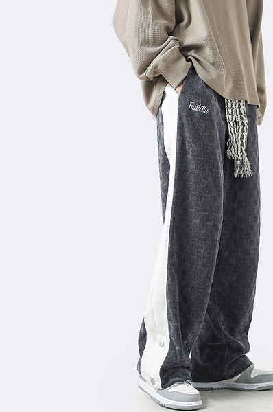 Pantaloni casual pentru bărbați, cu tiv și nasturi