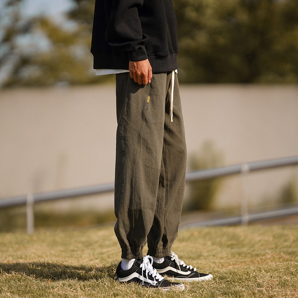 Pantaloni casual barbatesti - cu elastic si sireturi