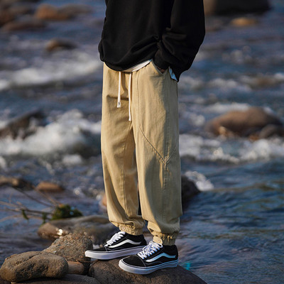 Pantaloni de barbati model nou cu sireturi si buzunar