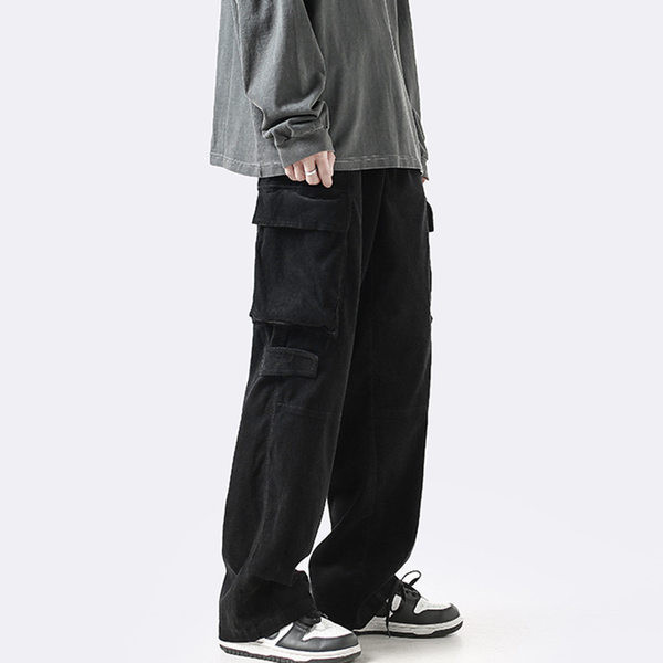 Pantaloni barbati moderni model drept cu buzunare laterale