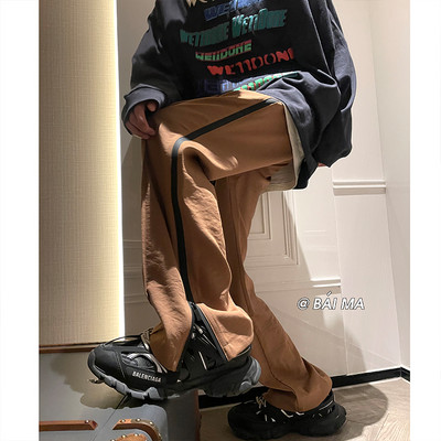 Pantaloni casual barbatesti cu fermoar - culoare negru si maro