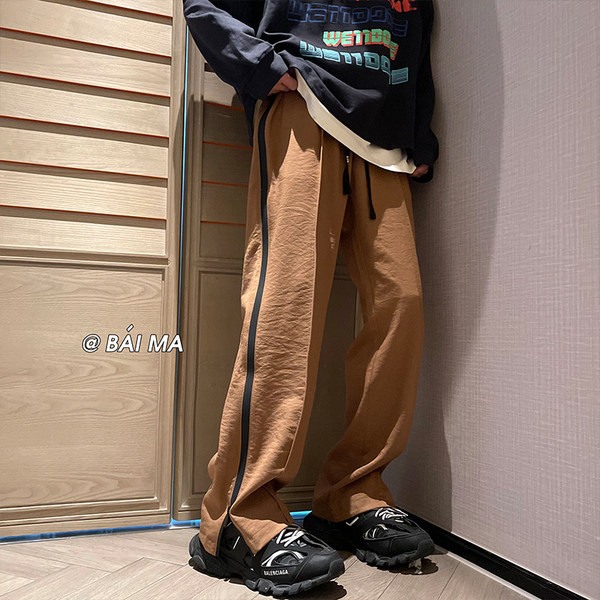 Pantaloni casual barbatesti cu fermoar - culoare negru si maro