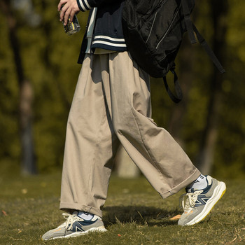 Широк мъжки панталон в черен и бежов цвят