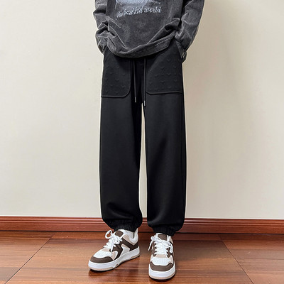 Pantaloni barbatesti de primavara-toamna cu logo si sireturi