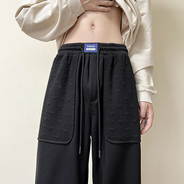 Pantaloni barbatesti de primavara-toamna cu logo si sireturi