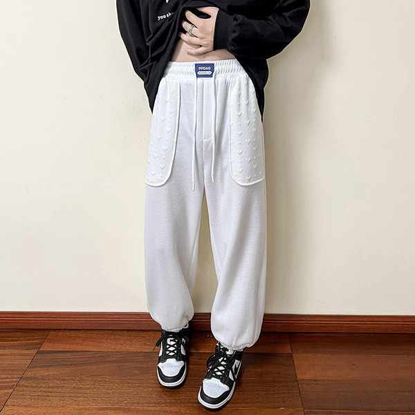 Pantaloni barbatesti de primavara-toamna cu logo si sireturi