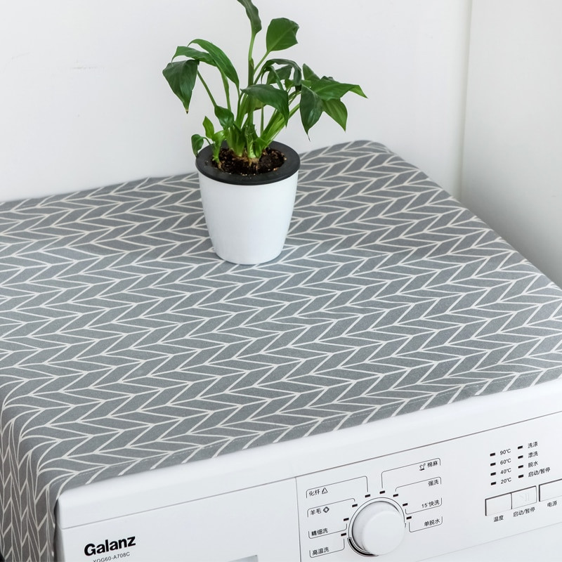 Geometrické kosoštvorcové kryty na prach, kryty na práčku, chladničku s vreckom, bavlnené ľanové kryty na mikrovlnnú rúru, domáce čistenie
