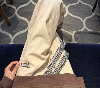 Pantaloni retro bărbați cu șireturi și inscripții