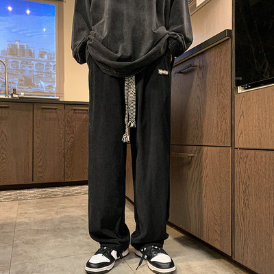 Pantaloni retro bărbați cu șireturi și inscripții