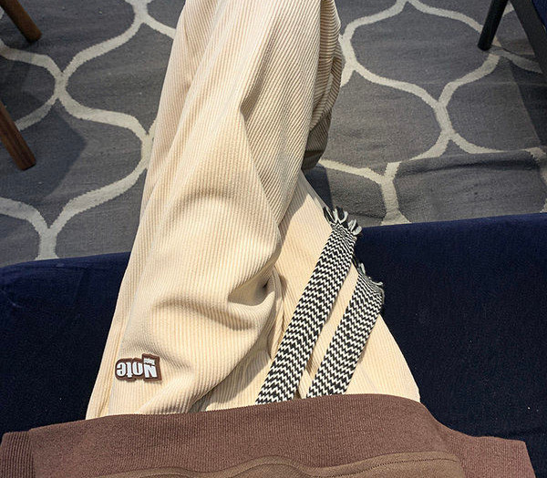 Pantaloni retro bărbați cu șireturi și inscripții