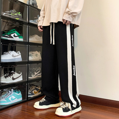 Ležerne sportske hlače za muškarce s printom i pasovima