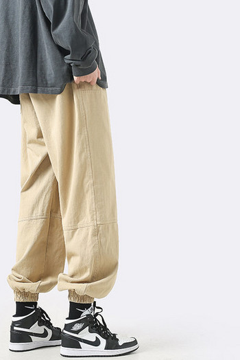Широк модел мъжки панталон с ластик на крачолите и надпис