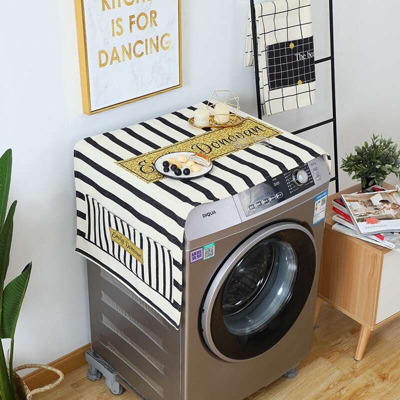 Sűrített pamutvászon mosógép huzat zsebhűtővel felső burkolat porálló burkolat Háztartási Otthoni Tárolás ZH384