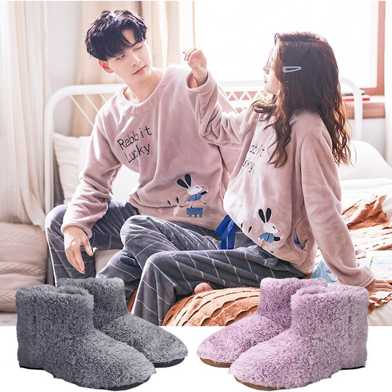 Zimné teplé snehové topánky, umývateľné pohodlné plyšové elektrické vyhrievané topánky, nabíjanie cez USB, teplé topánky s mäkkou podrážkou, domáce topánky pre mužov a ženy