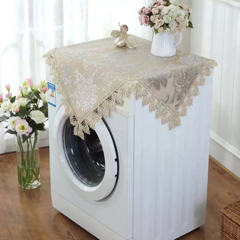 Európsky štýl Modrá/Šampaňská čipka Vyšívaný žakárový obrus na chladničku/práčku Prachotesný kryt Dekoratívny obrus na domácnosť