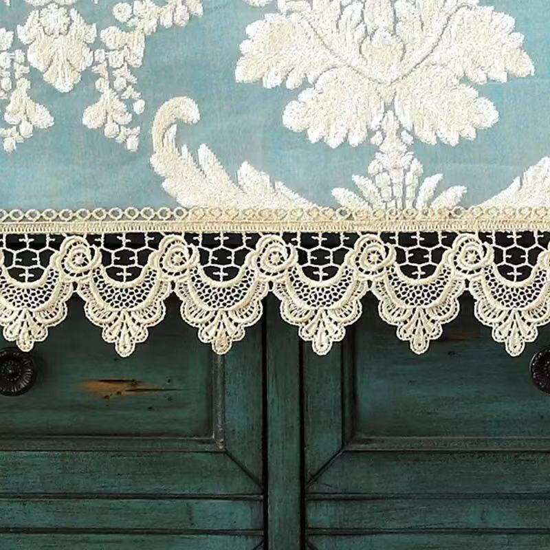 Európsky štýl Modrá/Šampaňská čipka Vyšívaný žakárový obrus na chladničku/práčku Prachotesný kryt Dekoratívny obrus na domácnosť